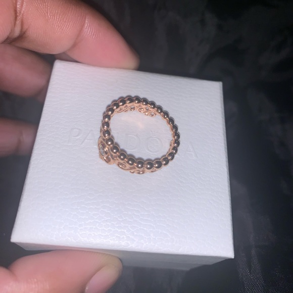 ROSE GOLD PANDORA PRINCESS TIARA RING - Picture 5 of 8